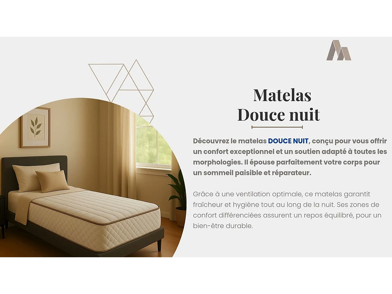 Nuit Douce Matelas 160x200 Densité 40 Kg/m3 - Hauteur 23 Cm - Soutien Trés Ferme -