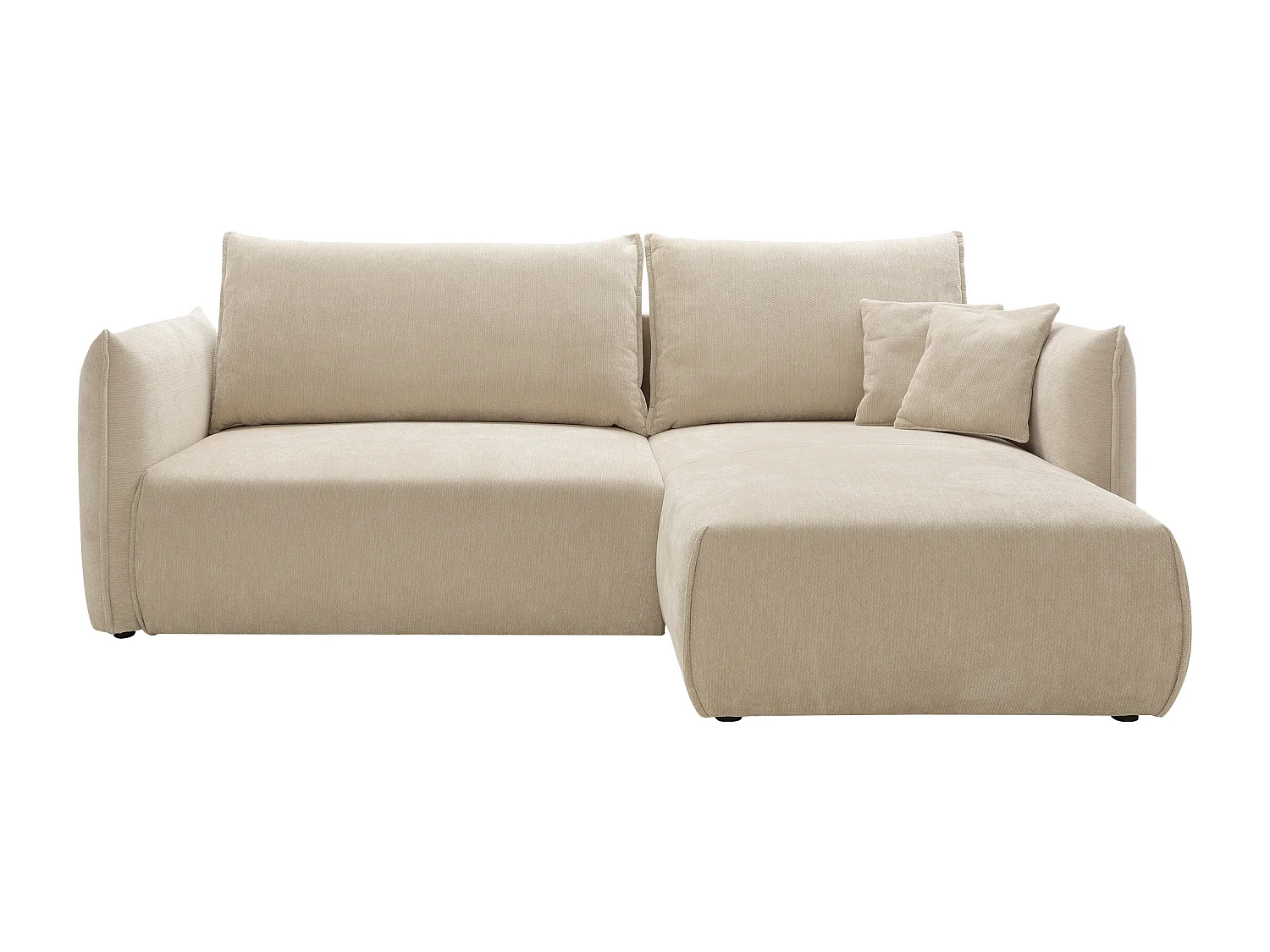 Canapé d'angle droit convertible en tissu texturé beige CARISU