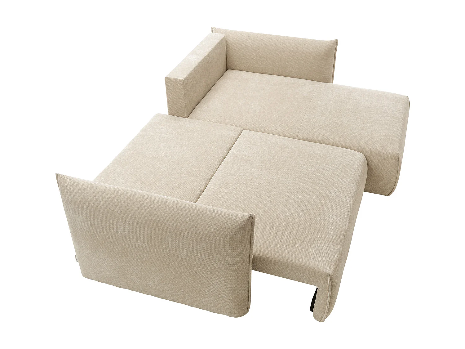 Canapé d'angle droit convertible en tissu texturé beige CARISU