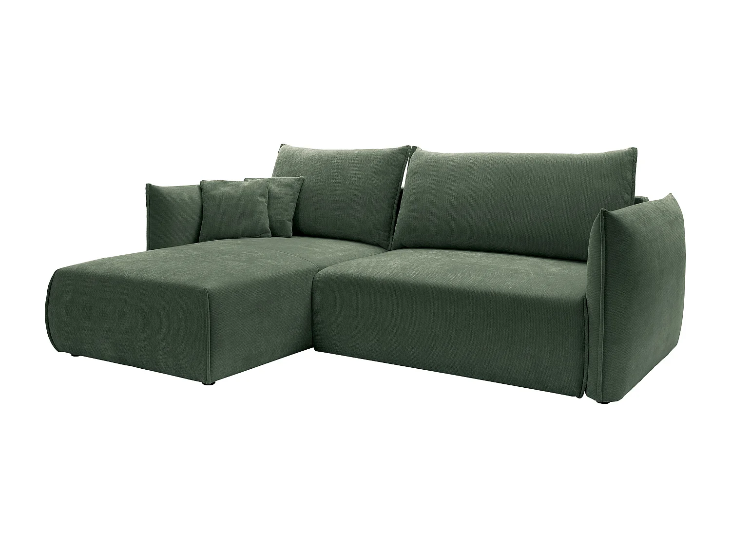 Canapé d'angle gauche convertible en tissu texturé vert CARISU