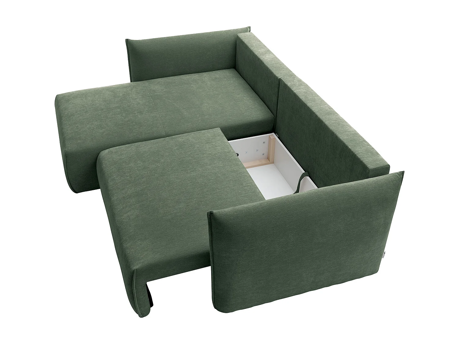 Canapé d'angle gauche convertible en tissu texturé vert CARISU