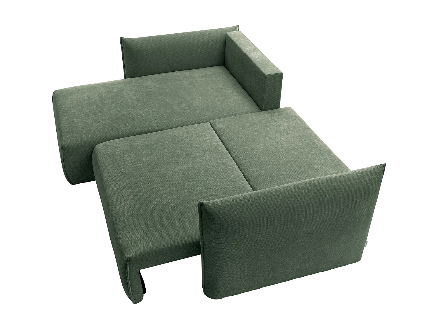 Canapé d'angle gauche convertible en tissu texturé vert CARISU