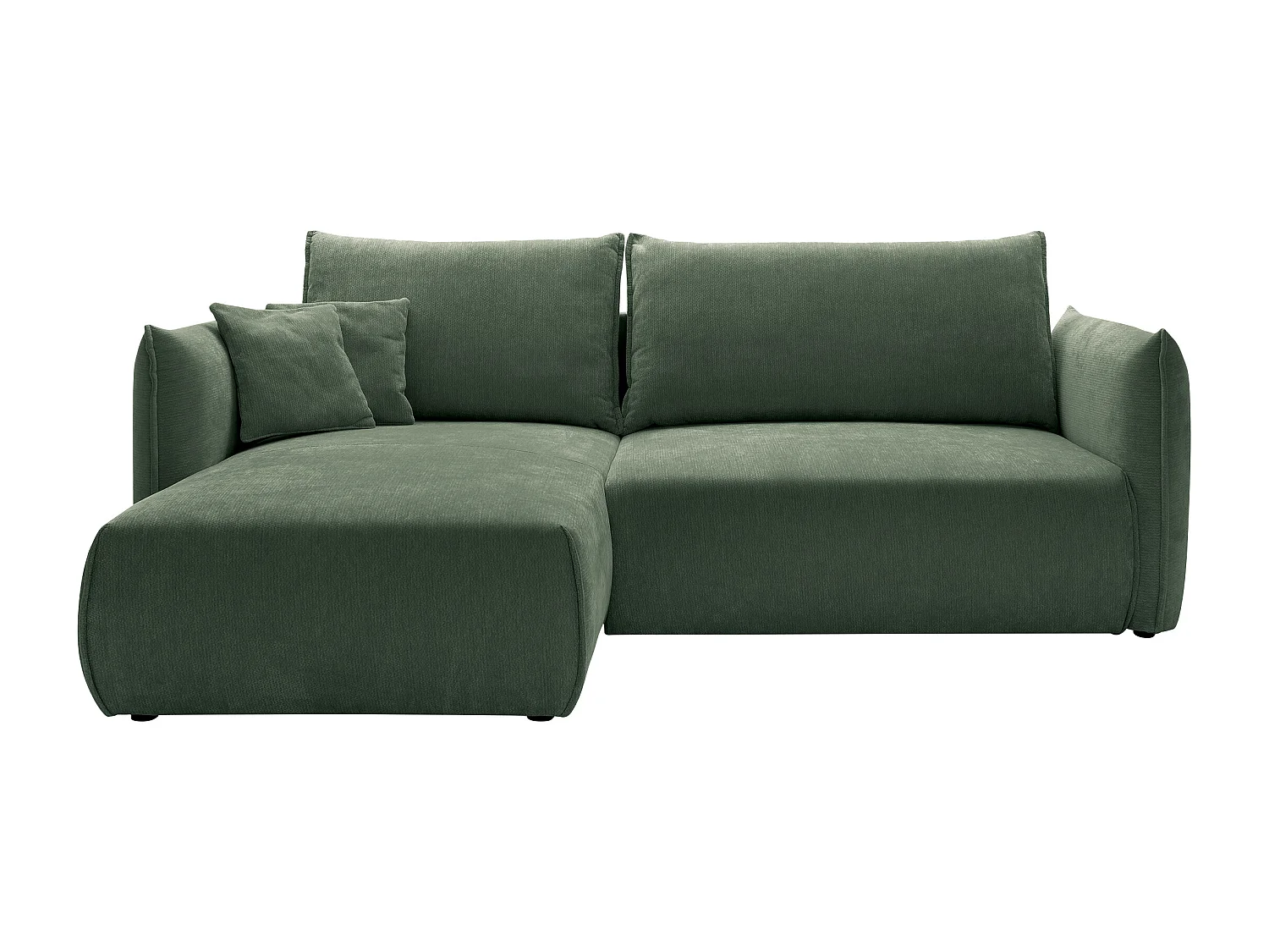 Canapé d'angle gauche convertible en tissu texturé vert CARISU
