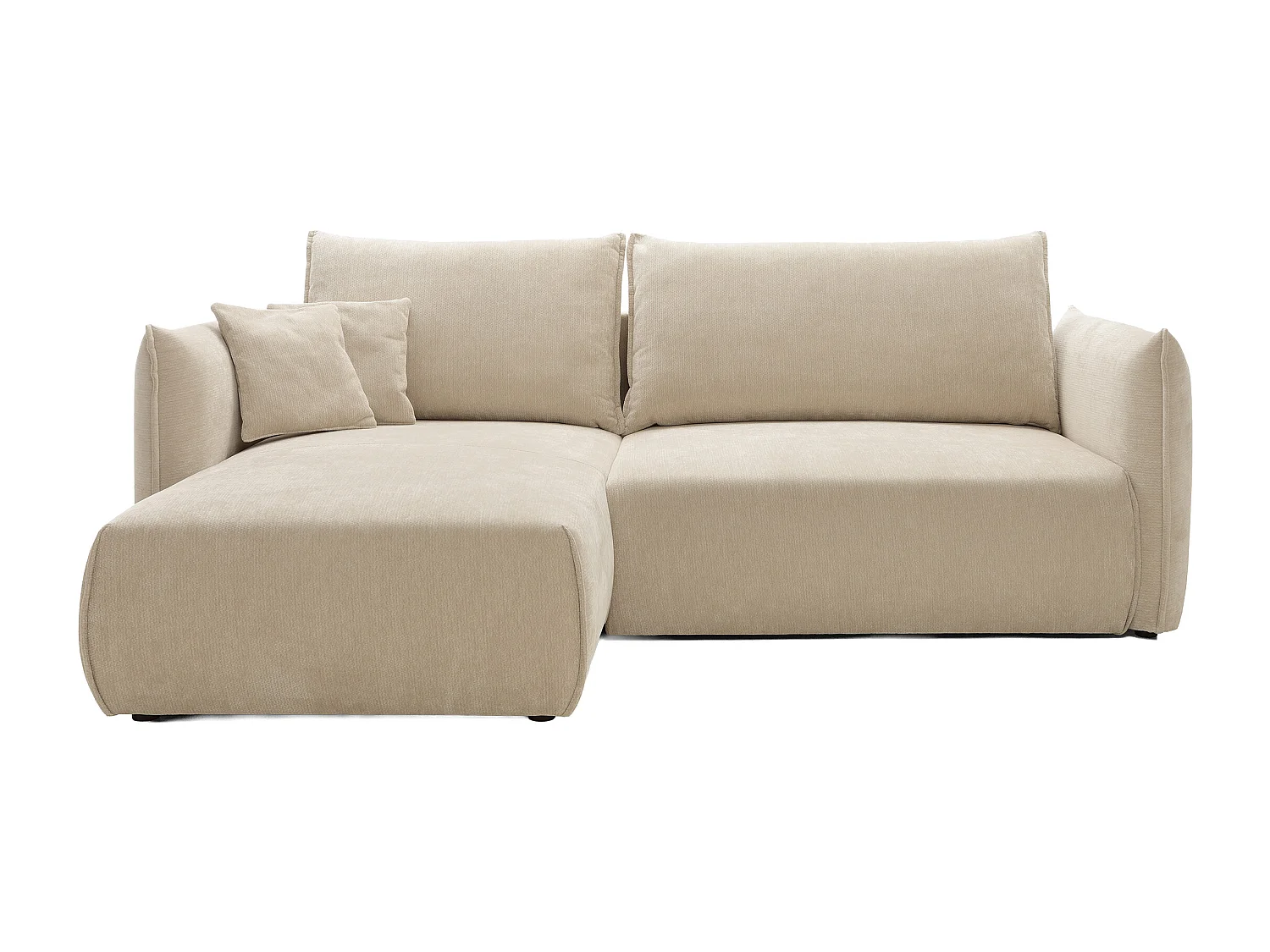 Canapé d'angle gauche convertible en tissu texturé beige CARISU