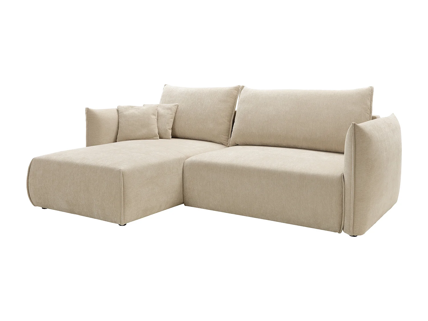 Canapé d'angle gauche convertible en tissu texturé beige CARISU