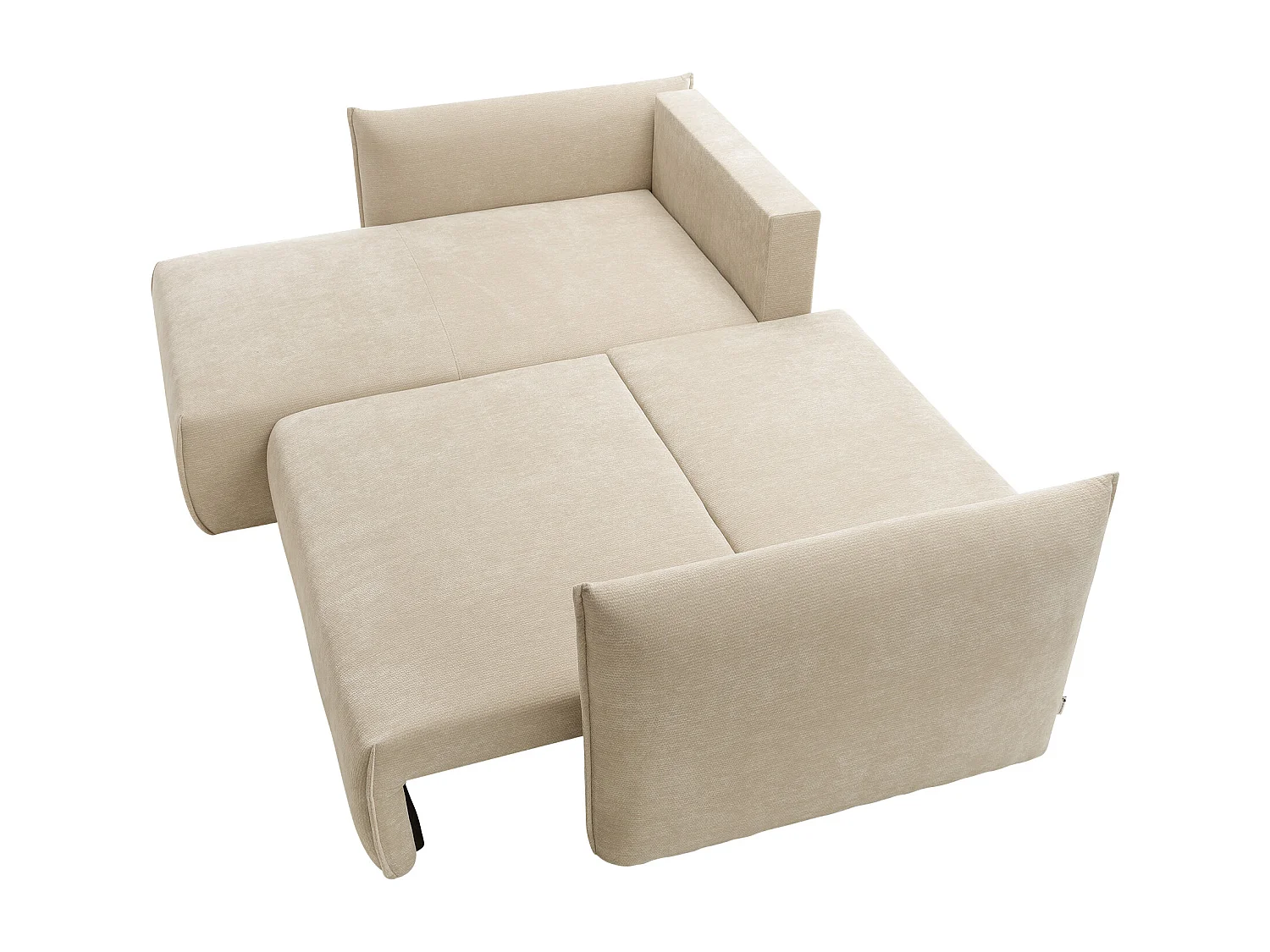 Canapé d'angle gauche convertible en tissu texturé beige CARISU