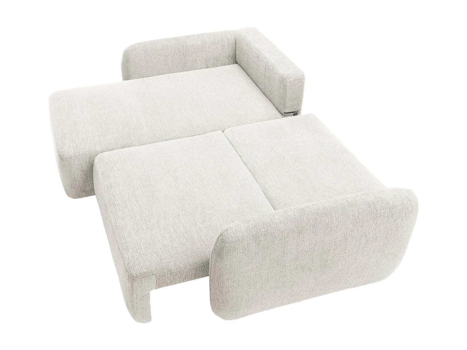 Canapé d'angle gauche convertible en tissu chenille blanc cassé PLUFATI