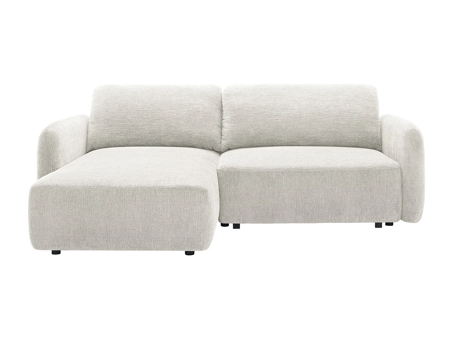 Canapé d'angle gauche convertible en tissu chenille blanc cassé PLUFATI