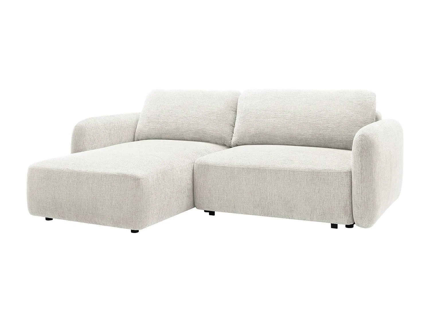 Canapé d'angle gauche convertible en tissu chenille blanc cassé PLUFATI