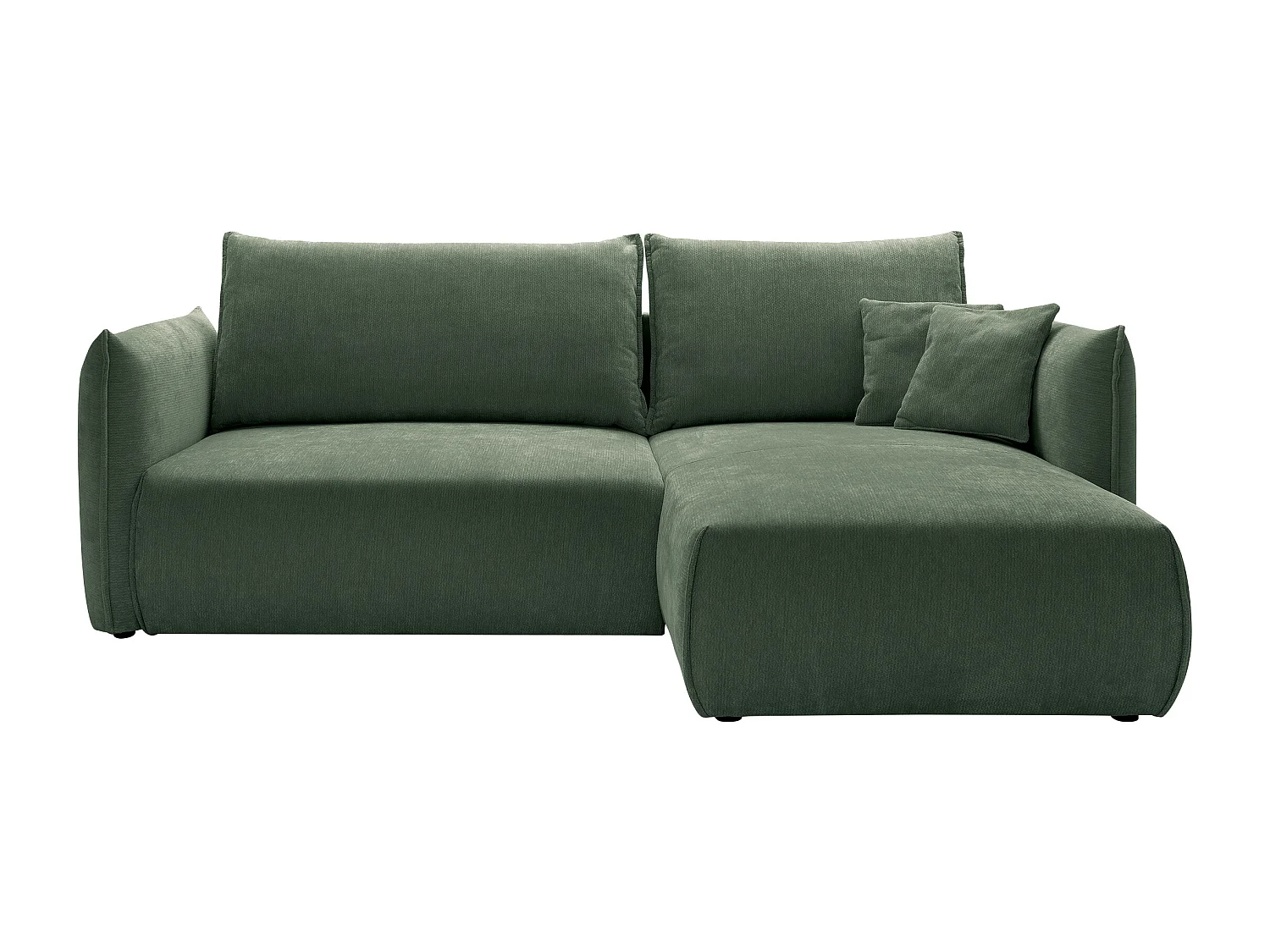 Canapé d'angle droit convertible en tissu texturé vert CARISU