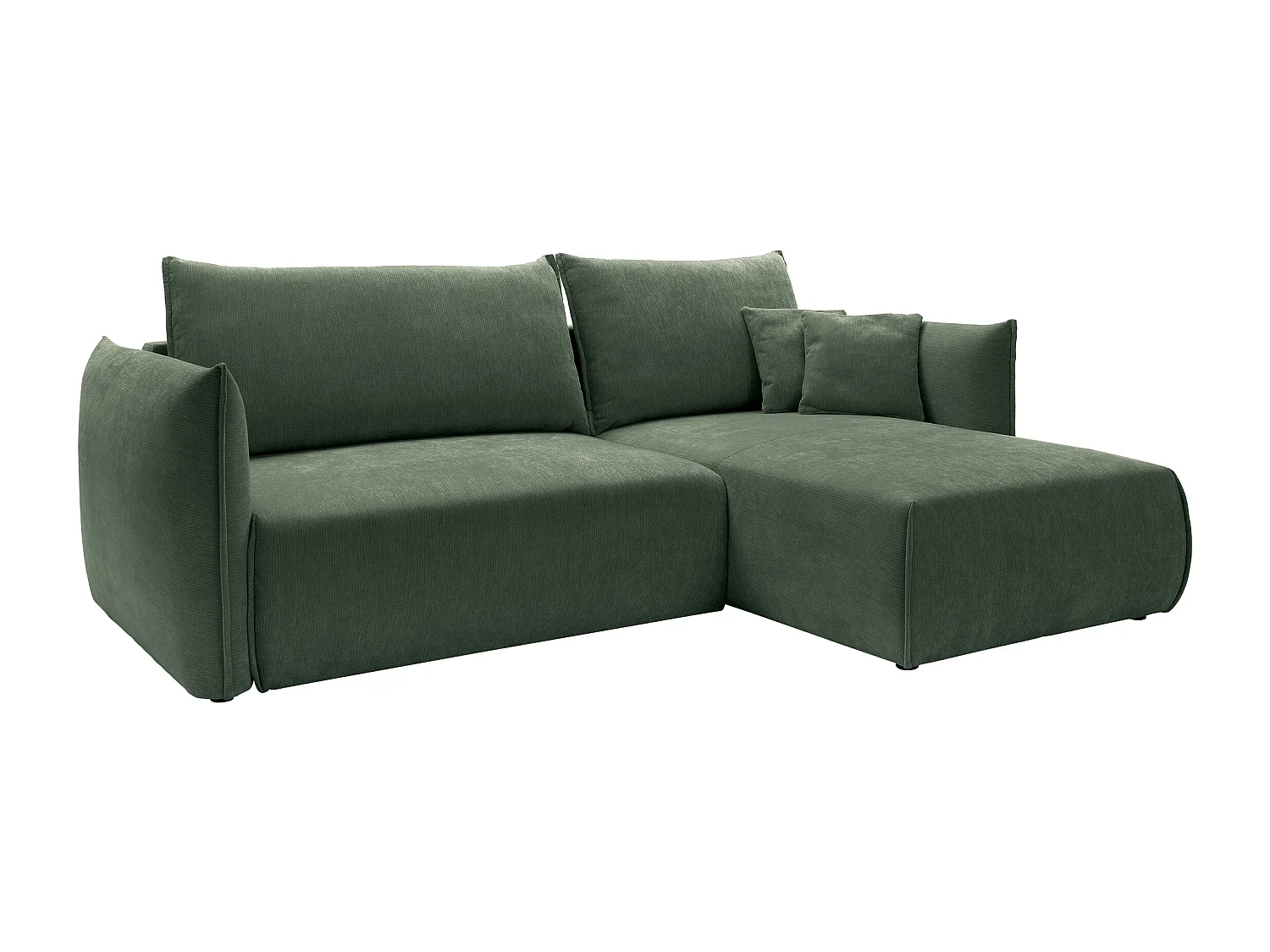 Canapé d'angle droit convertible en tissu texturé vert CARISU