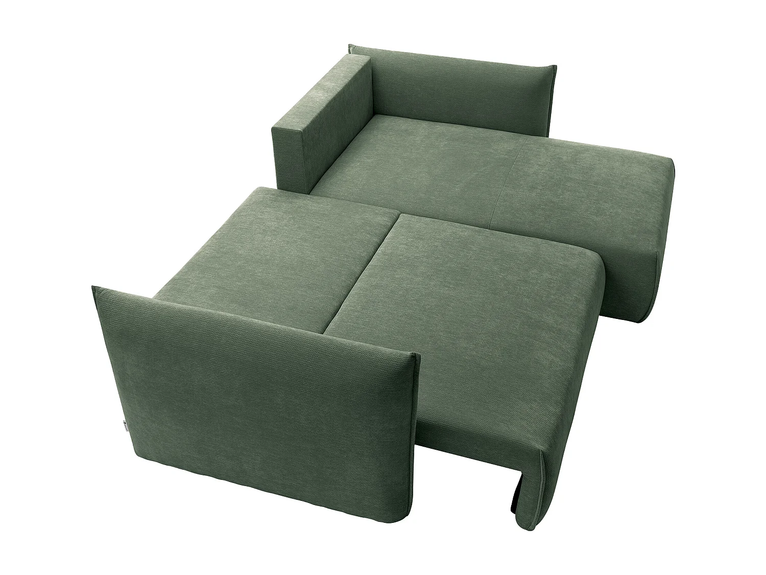 Canapé d'angle droit convertible en tissu texturé vert CARISU