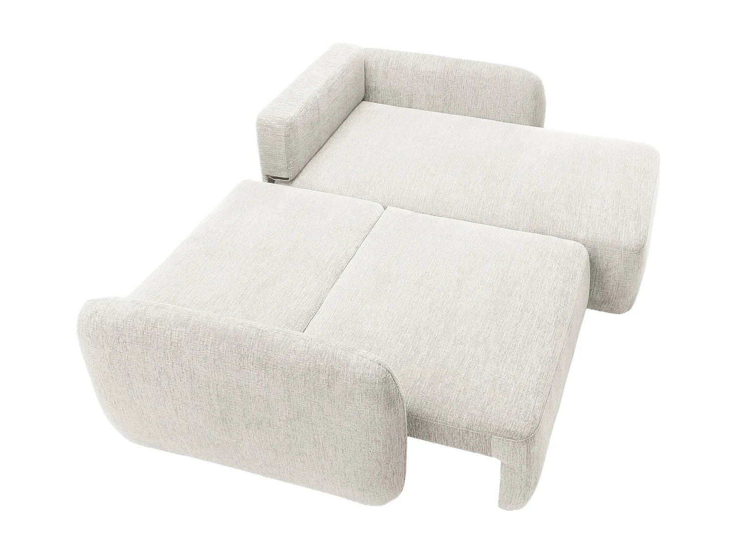 Canapé d'angle droit convertible en tissu chenille blanc cassé PLUFATI