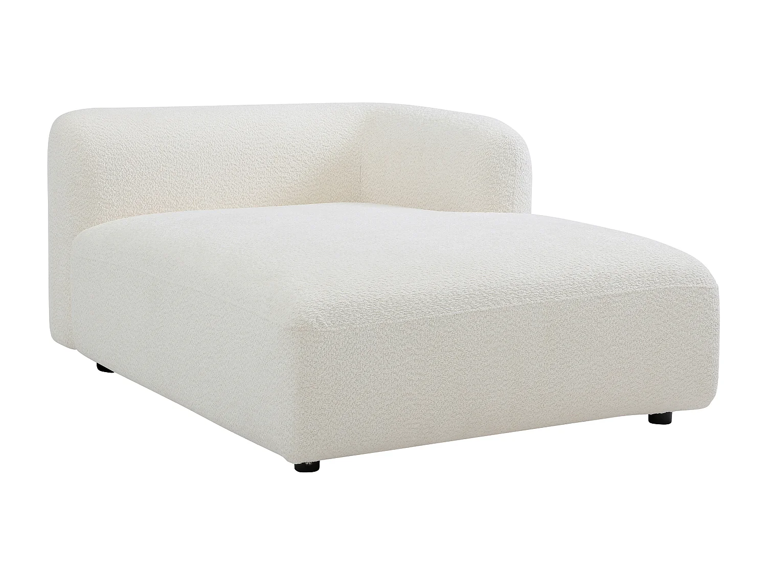 Méridienne droite en tissu bouclette blanc cassé DANEPI