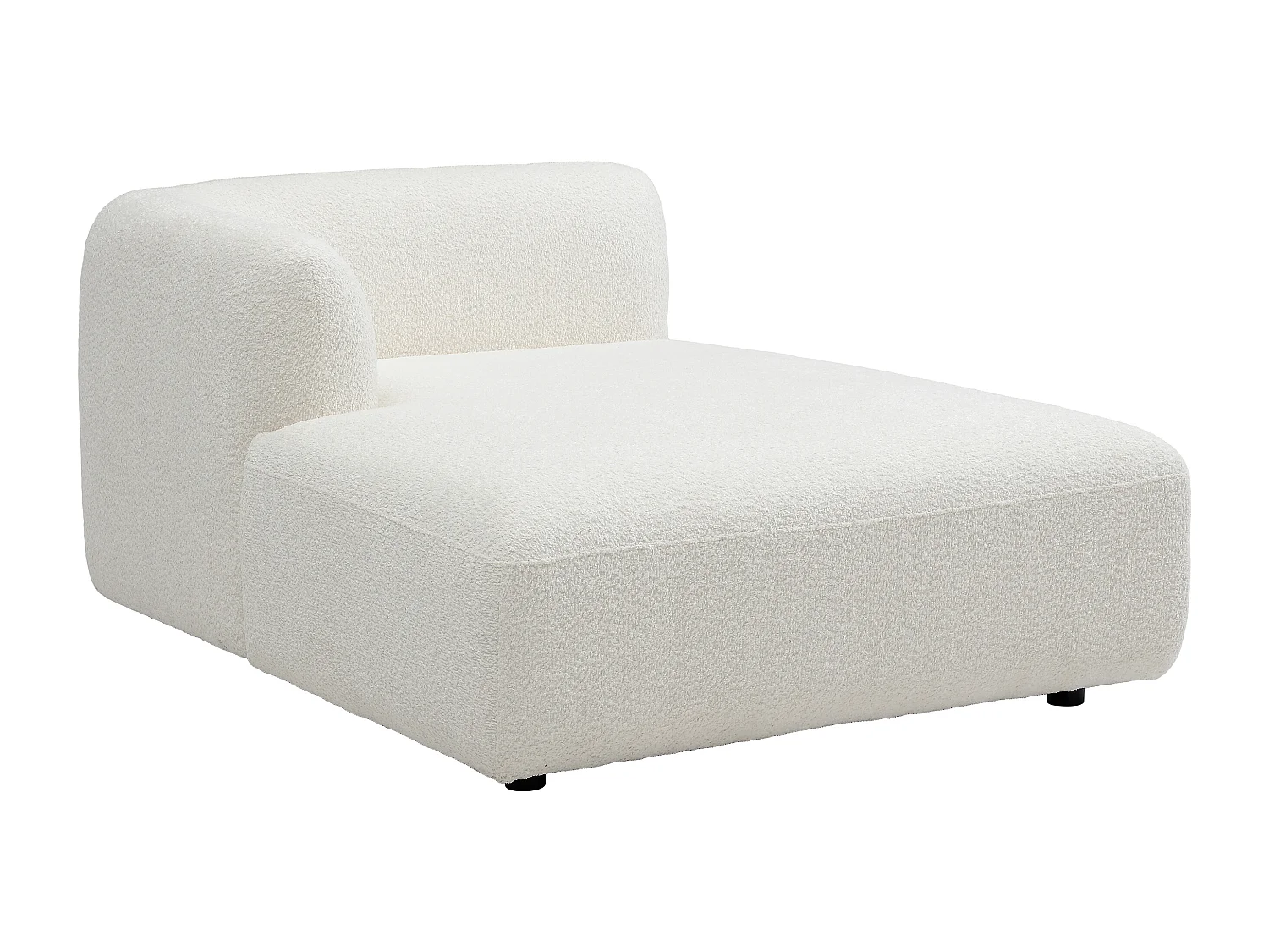Méridienne gauche en tissu bouclette blanc cassé DANEPI