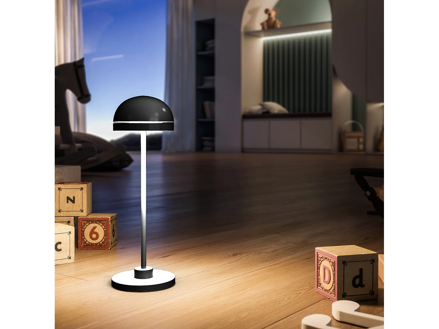Lampe de table touch aluminium LED DUPLO CUP Noir H26cm