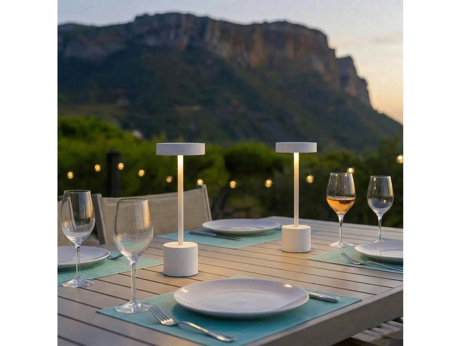 2 Lampe de table sans fil ROBY Blanc H30cm