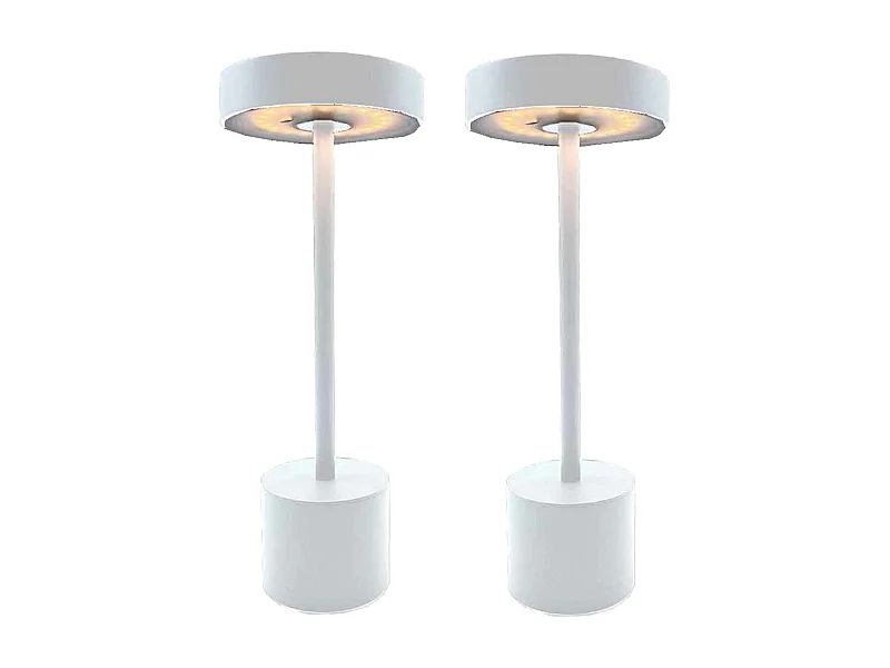 2 Lampe de table sans fil ROBY Blanc H30cm