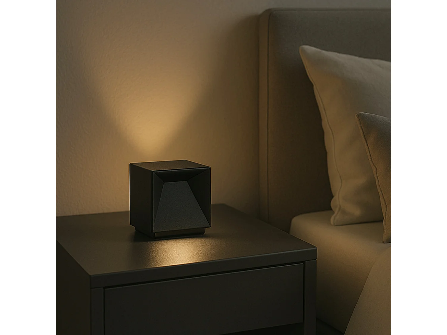 Lampe de chevet sans fil CUBOX Noir 10cm