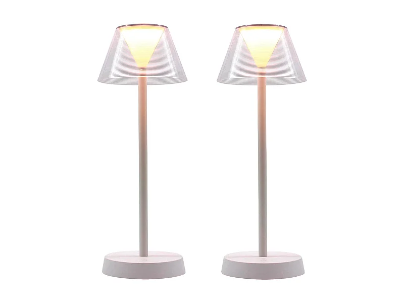 2 Lampes de table sans fil BEVERLY blanc H34cm