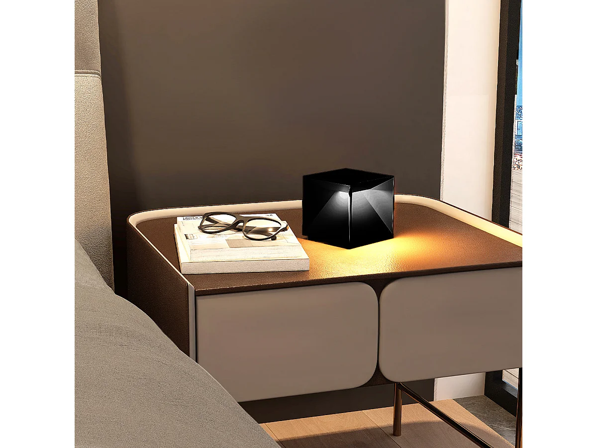 Lampe de chevet sans fil CUBOX MINI Noir 8cm