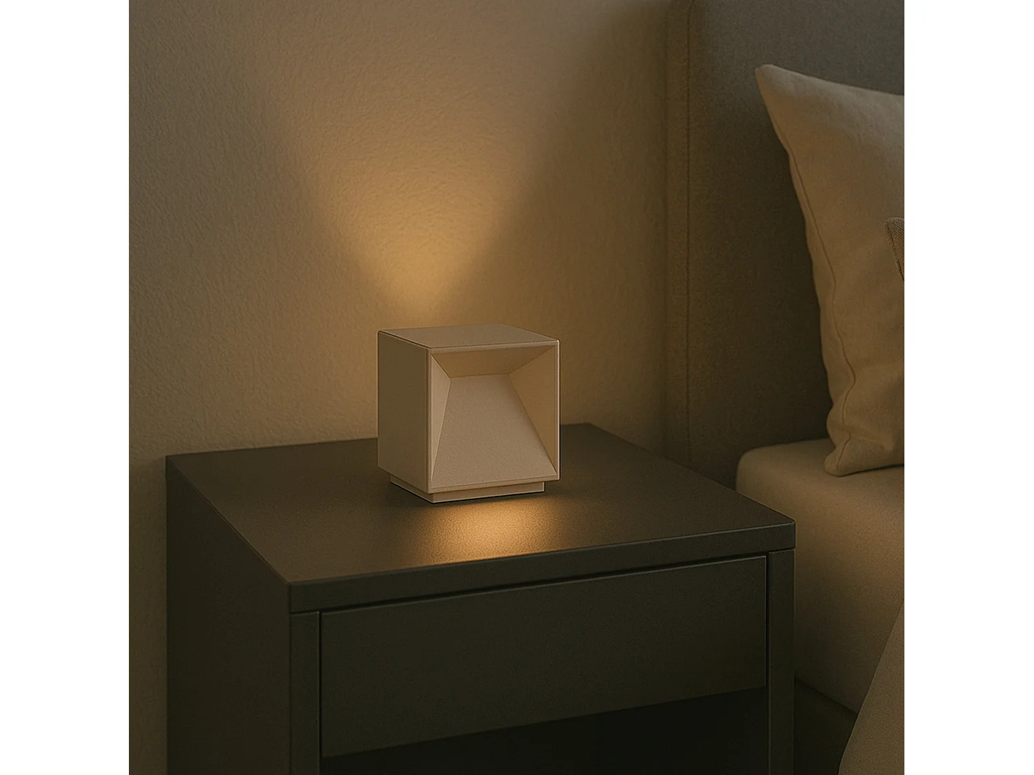 Lampe de chevet sans fil CUBOX Sable 10cm