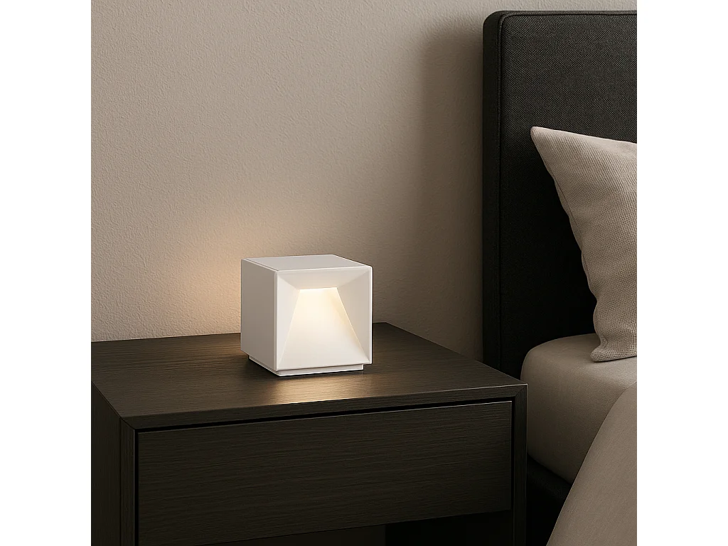 Lampe de chevet sans fil CUBOX Blanc 10cm