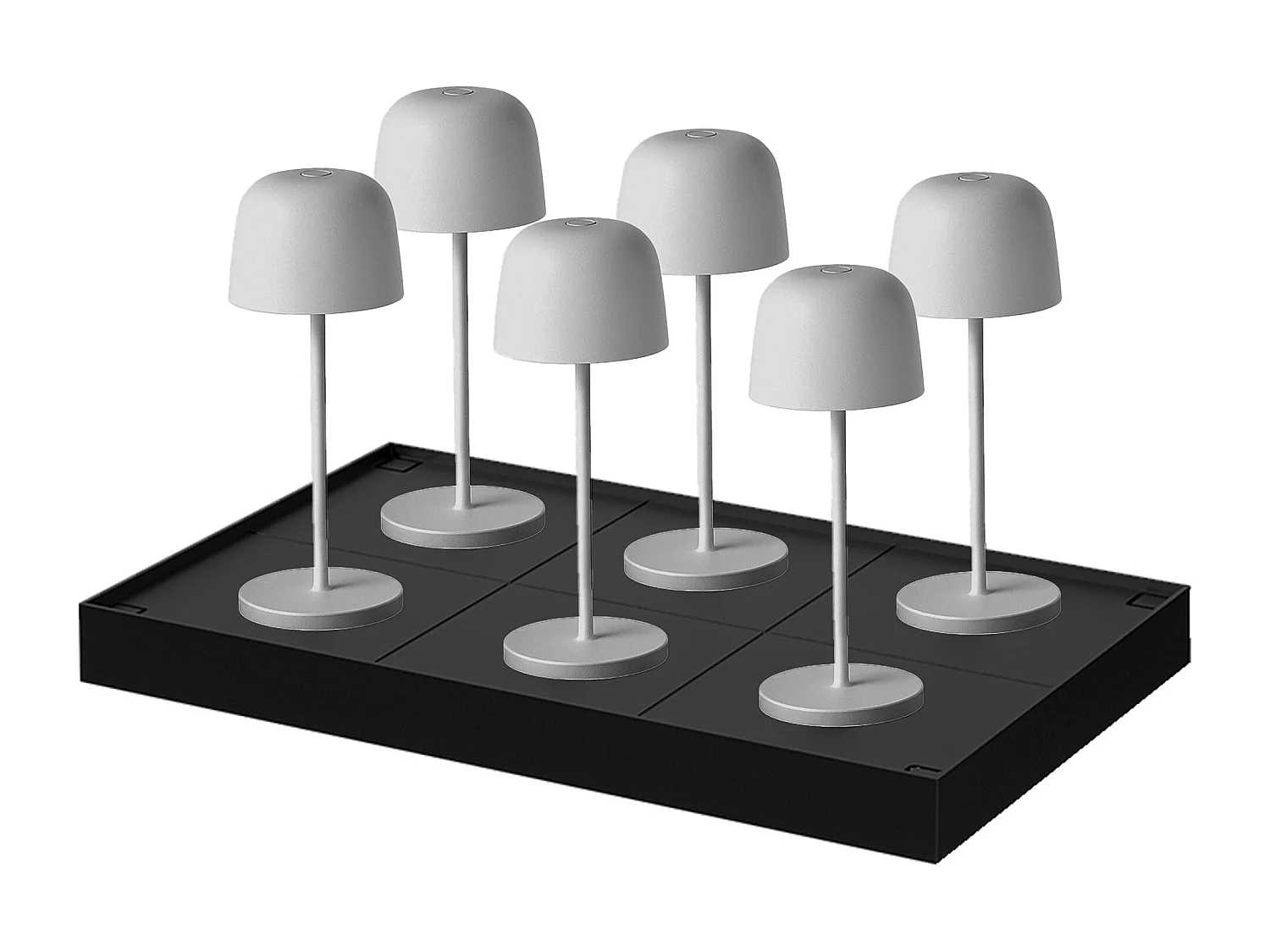 6 Lampes de table SOPHIA Gris clair + base de chargement