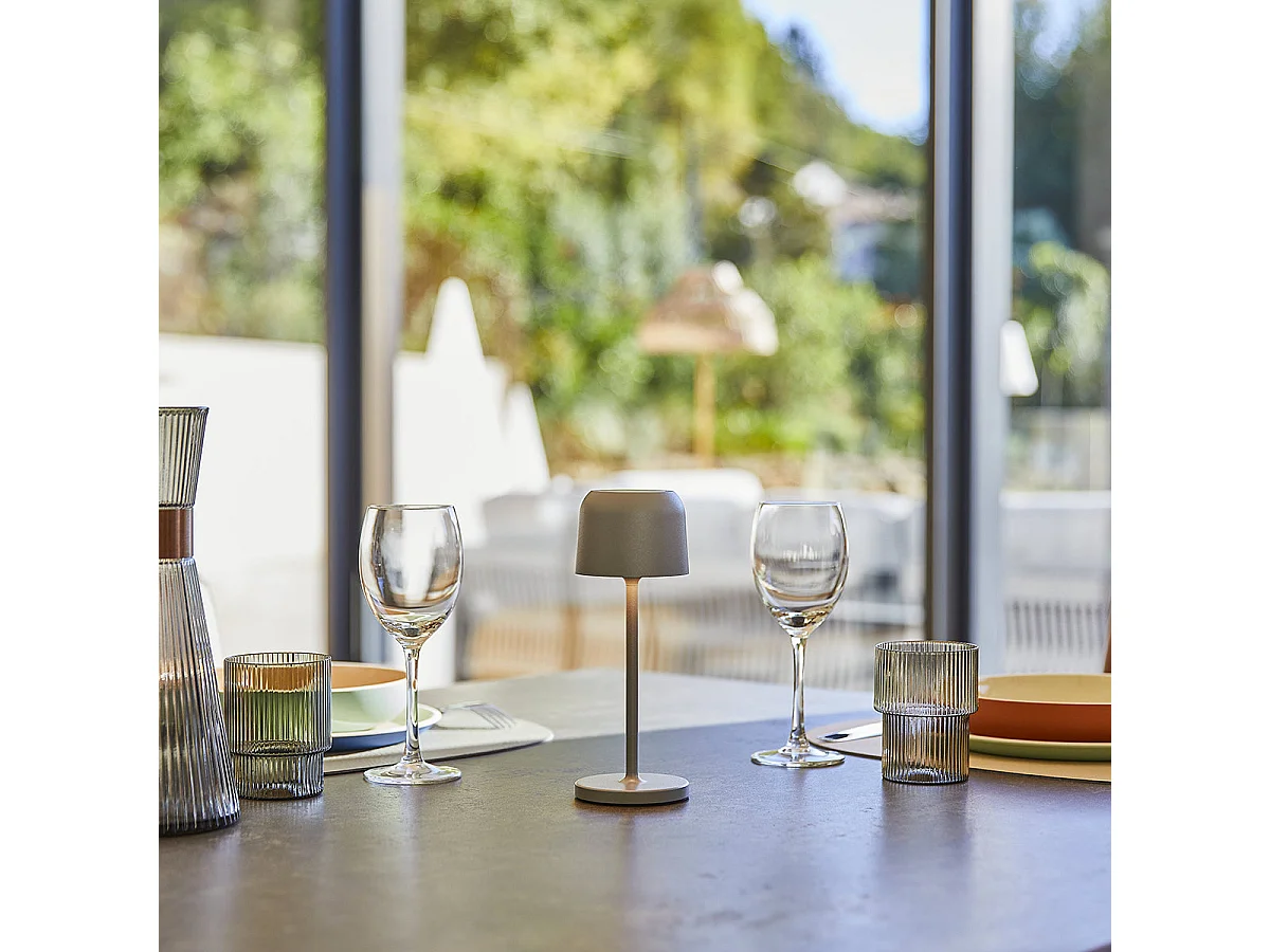 6 Lampes de table SOPHIA Gris clair + base de chargement