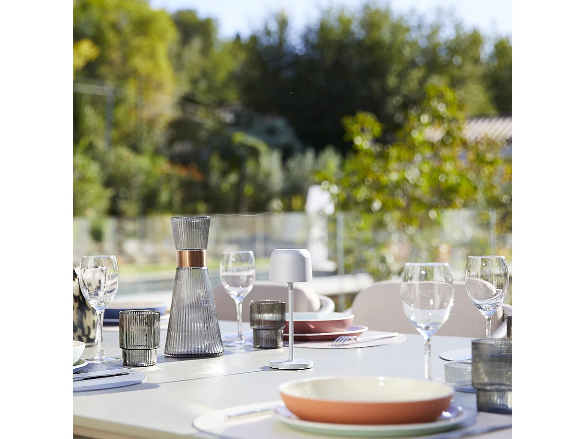 6 Lampes de table SOPHIA Gris clair + base de chargement