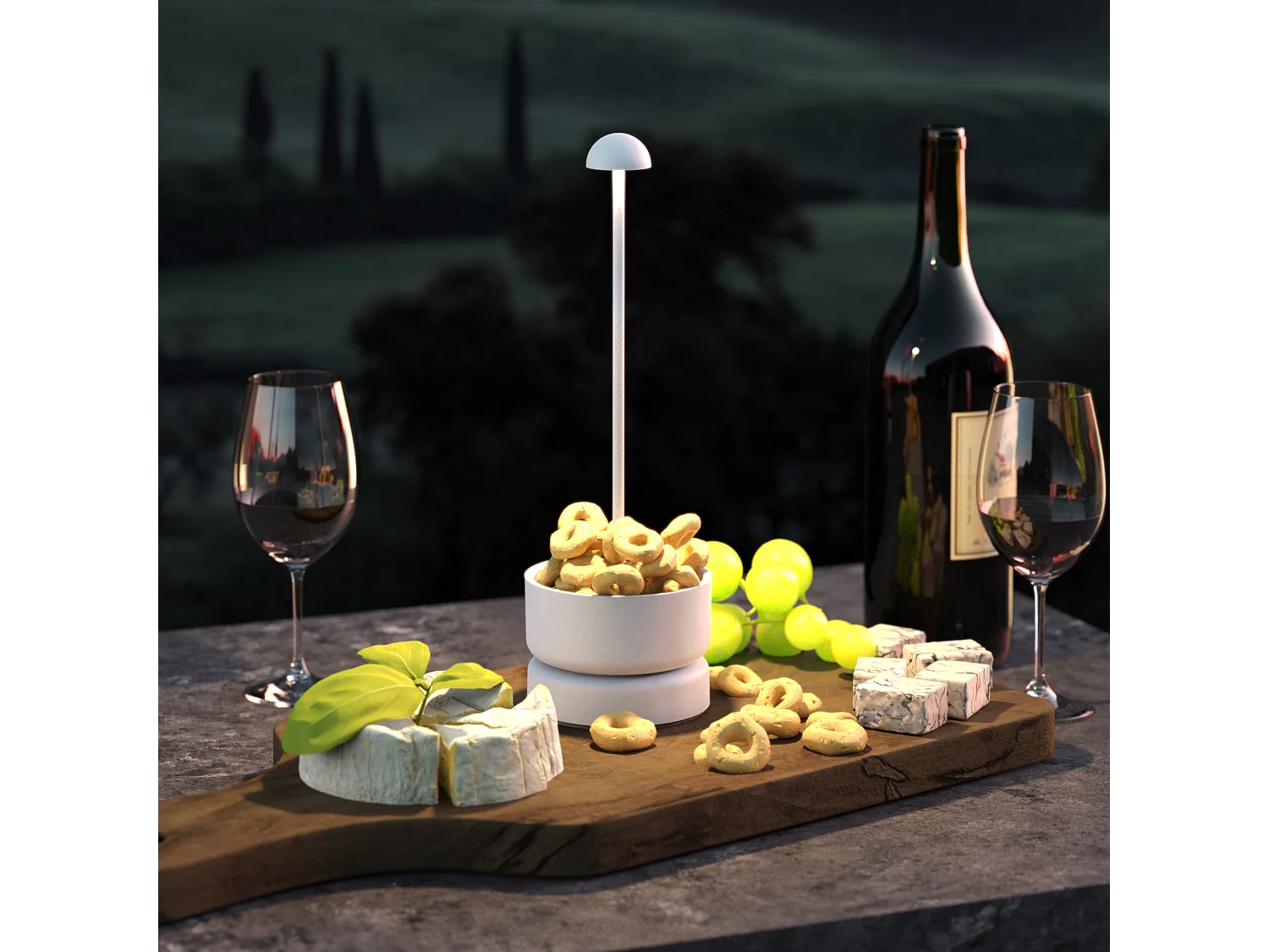 Lampe de table sans fil aluminium BASKET Blanc H31cm