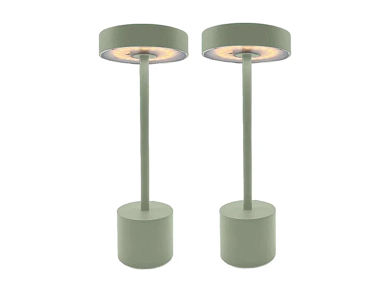 2 Lampe de table sans fil ROBY Vert H30cm