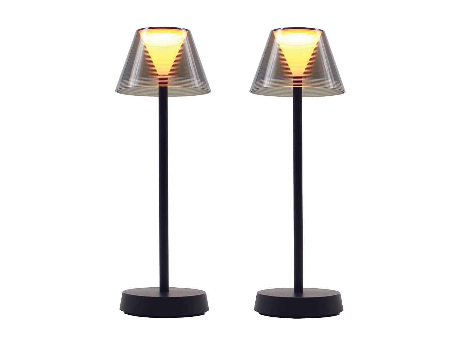 2 Lampes de table sans fil BEVERLY Noir H34cm