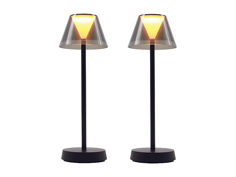 2 Lampes de table sans fil BEVERLY Noir H34cm
