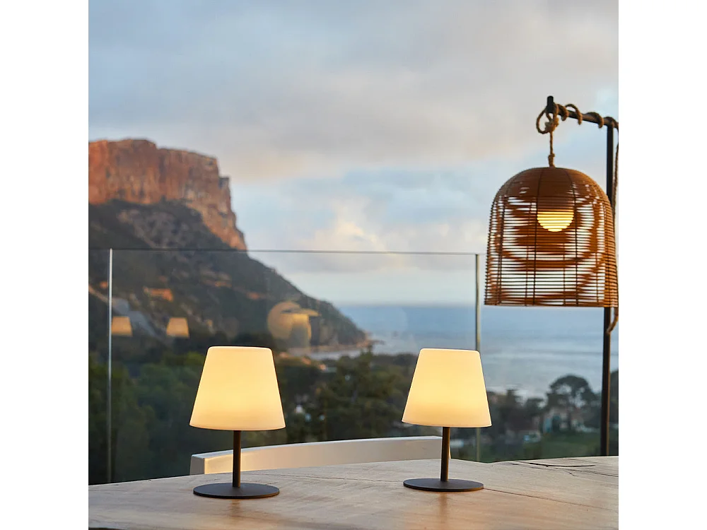 4 Lampes de table sans fil TWINS Gris H16cm