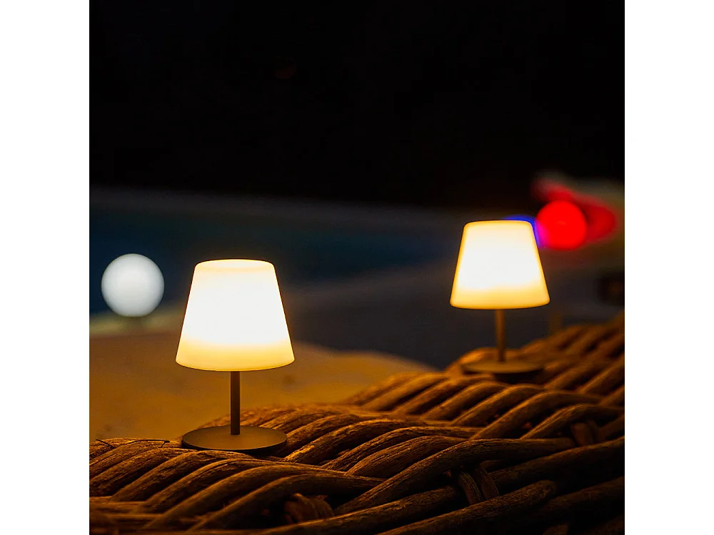 4 Lampes de table sans fil TWINS Gris H16cm