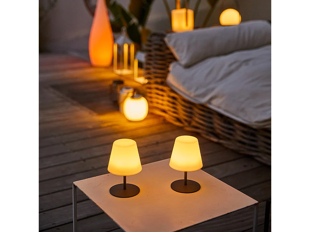 4 Lampes de table sans fil TWINS Gris H16cm
