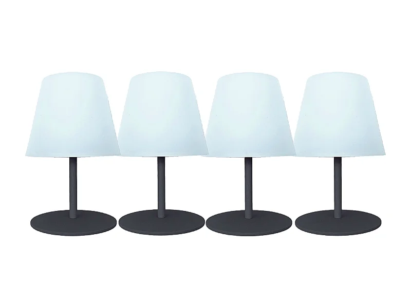 4 Lampes de table sans fil TWINS Gris H16cm