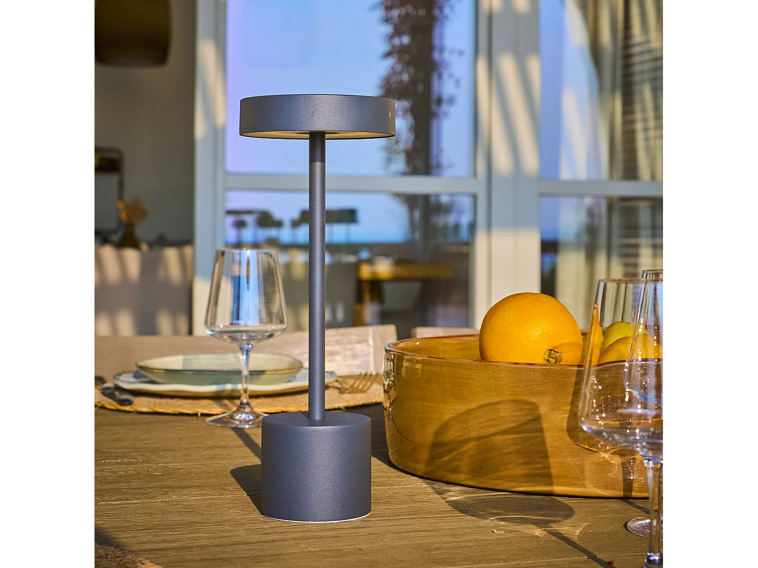 2 Lampe de table sans fil ROBY Gris H30cm
