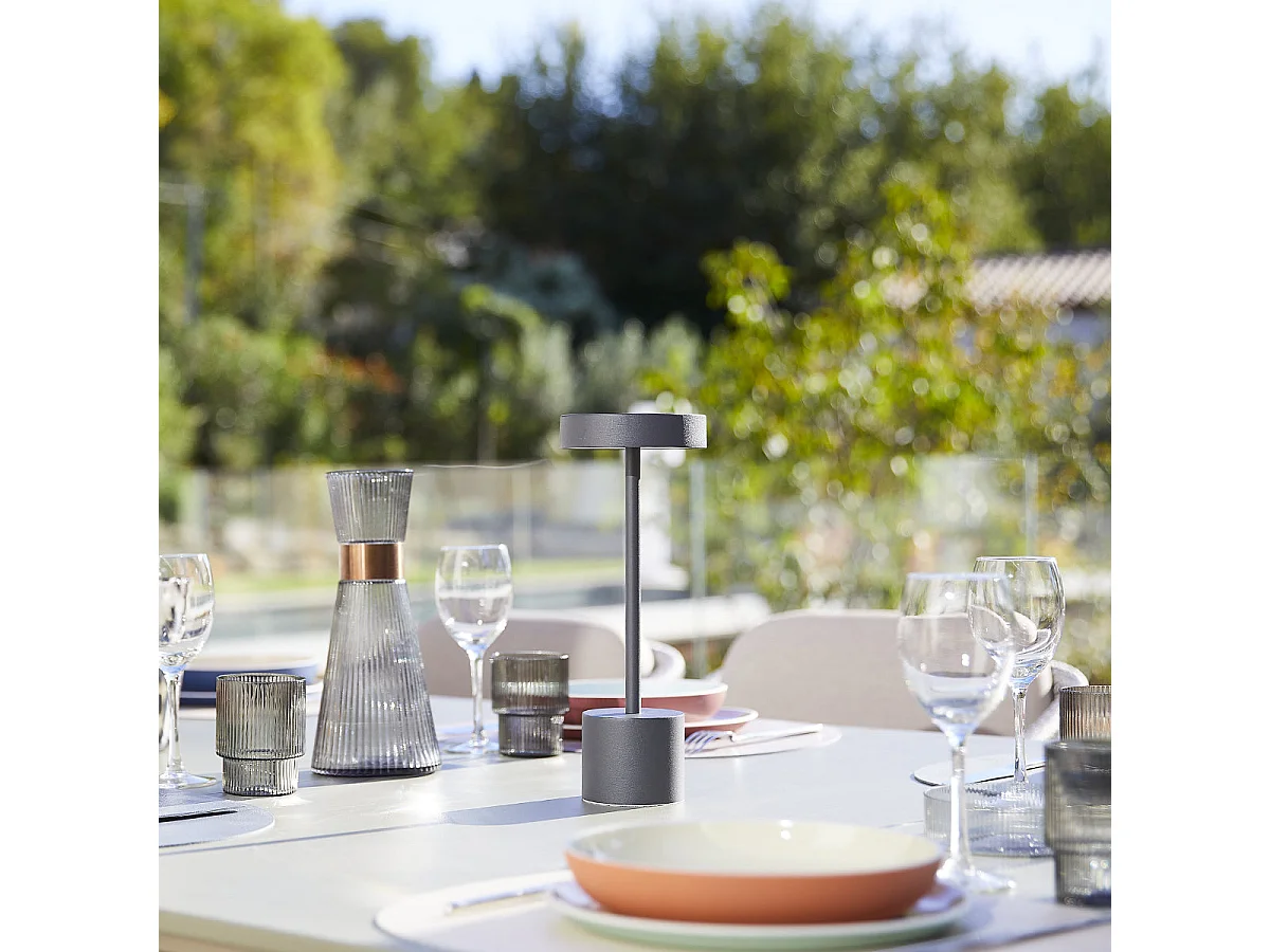 2 Lampe de table sans fil ROBY Gris H30cm