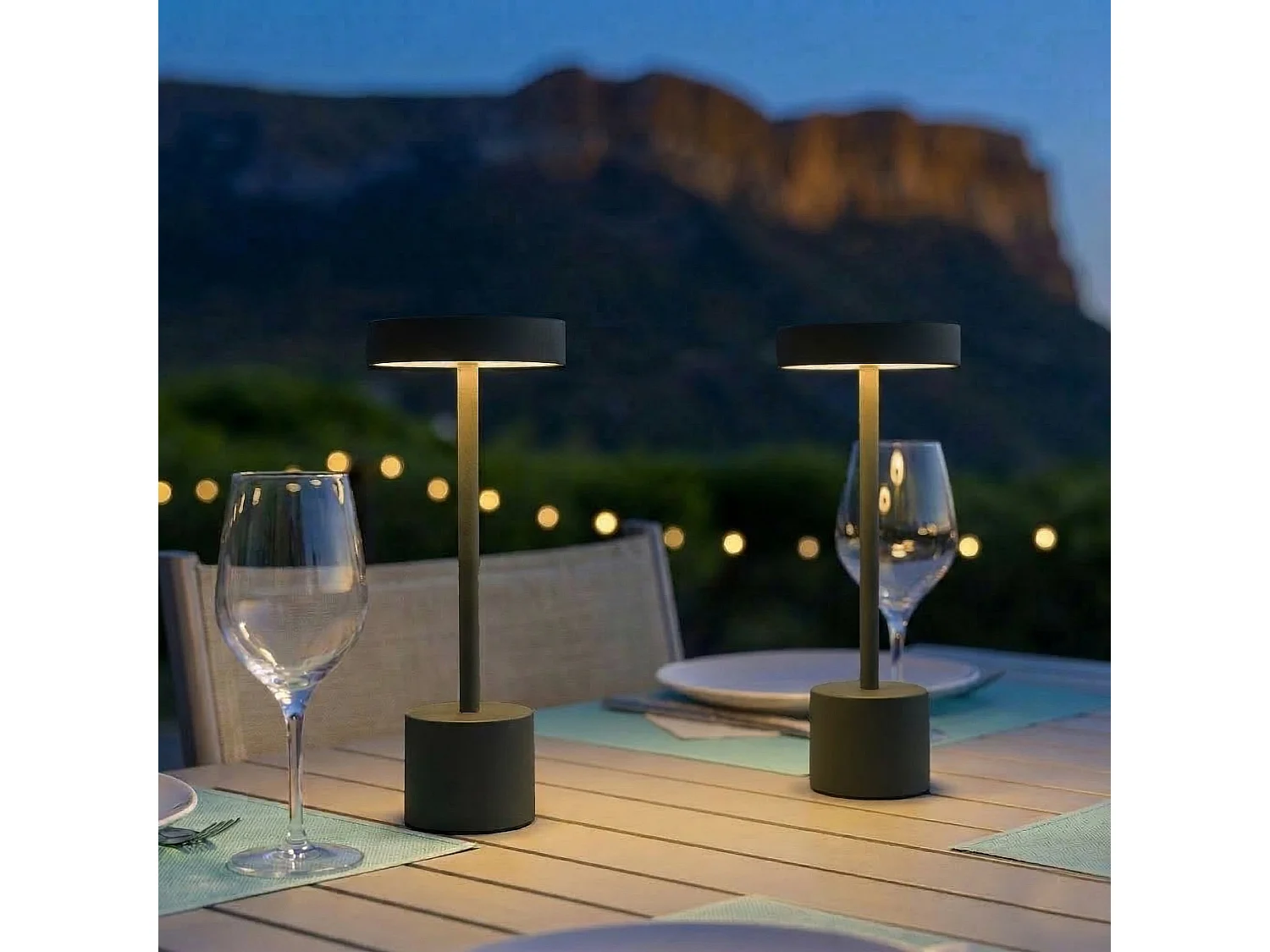 2 Lampe de table sans fil ROBY Gris H30cm