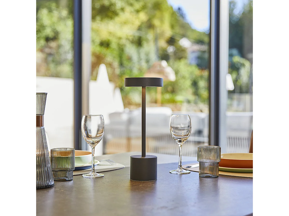 2 Lampe de table sans fil ROBY Gris H30cm