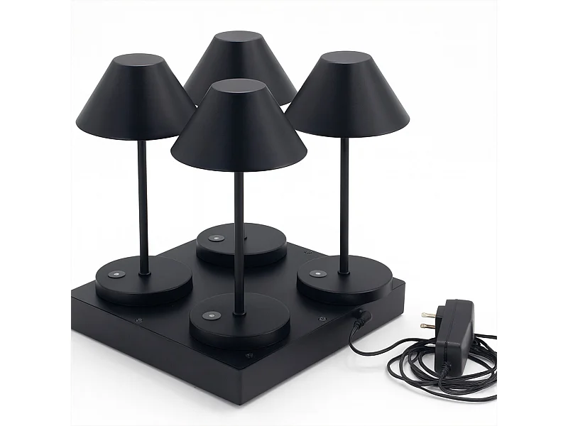 4 lampes de table NAOMI H26cm + base de chargement