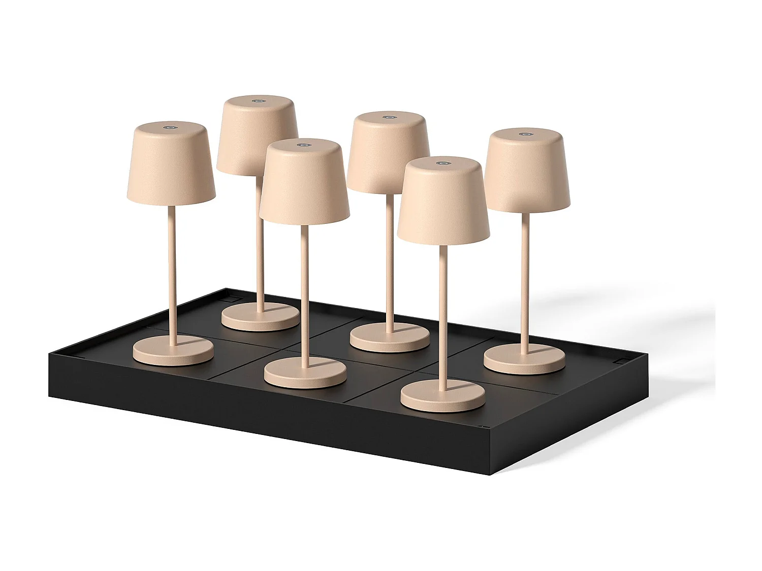 6 Lampes de table MINI KELLY Sable H22cm + base de chargement