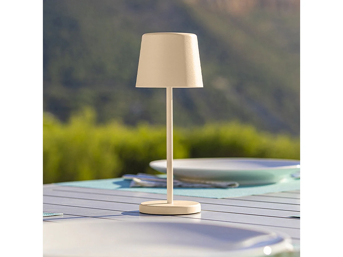 6 Lampes de table MINI KELLY Sable H22cm + base de chargement