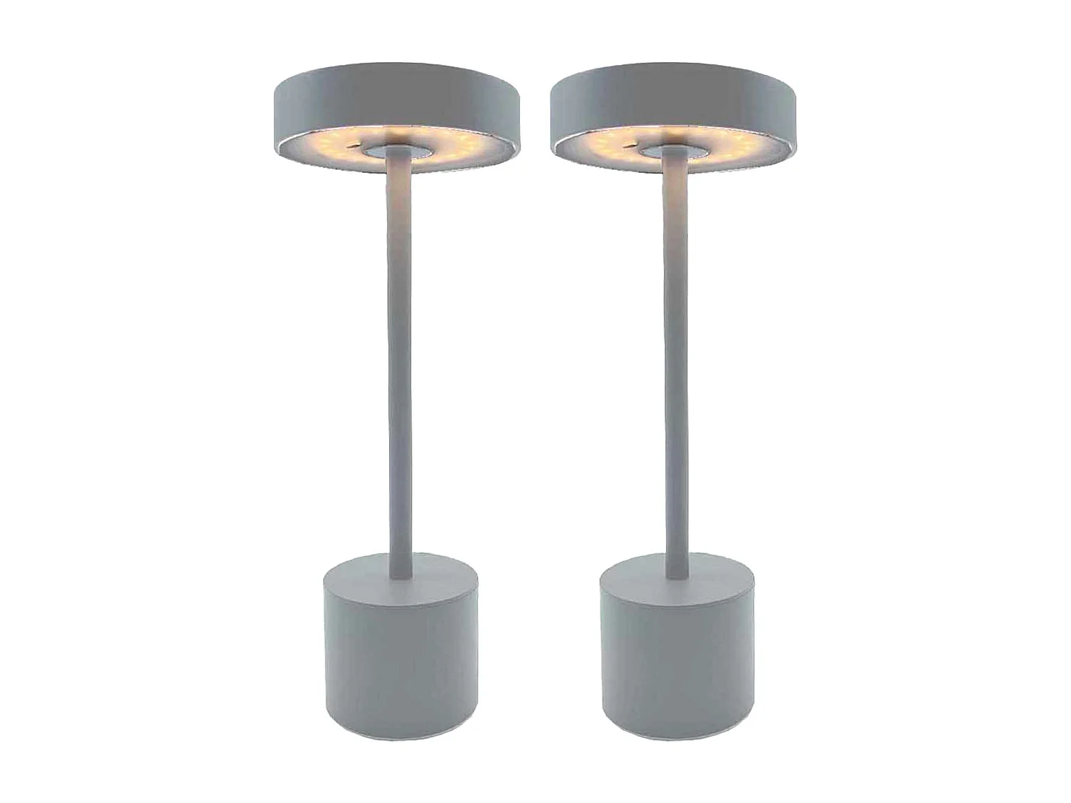 2 Lampe de table sans fil ROBY Gris clair H30cm
