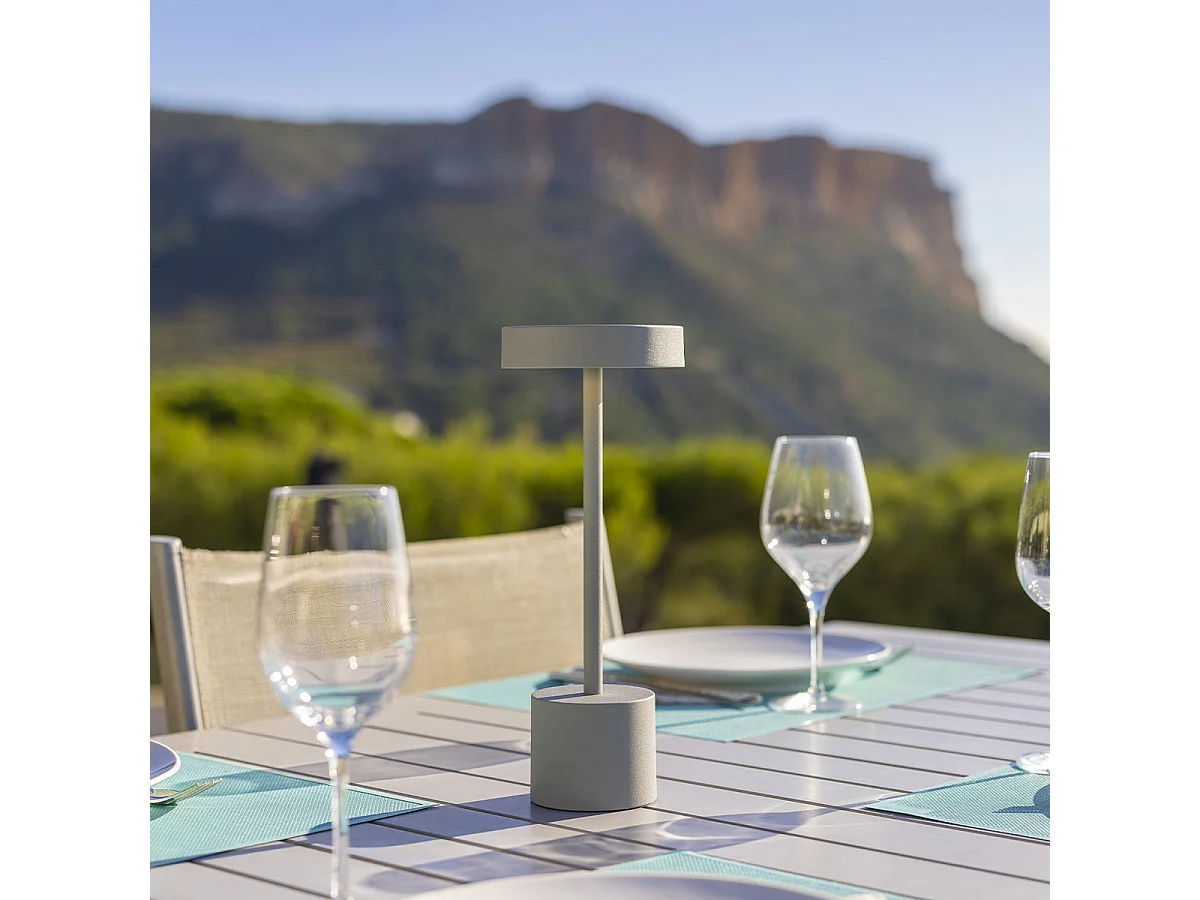 2 Lampe de table sans fil ROBY Gris clair H30cm