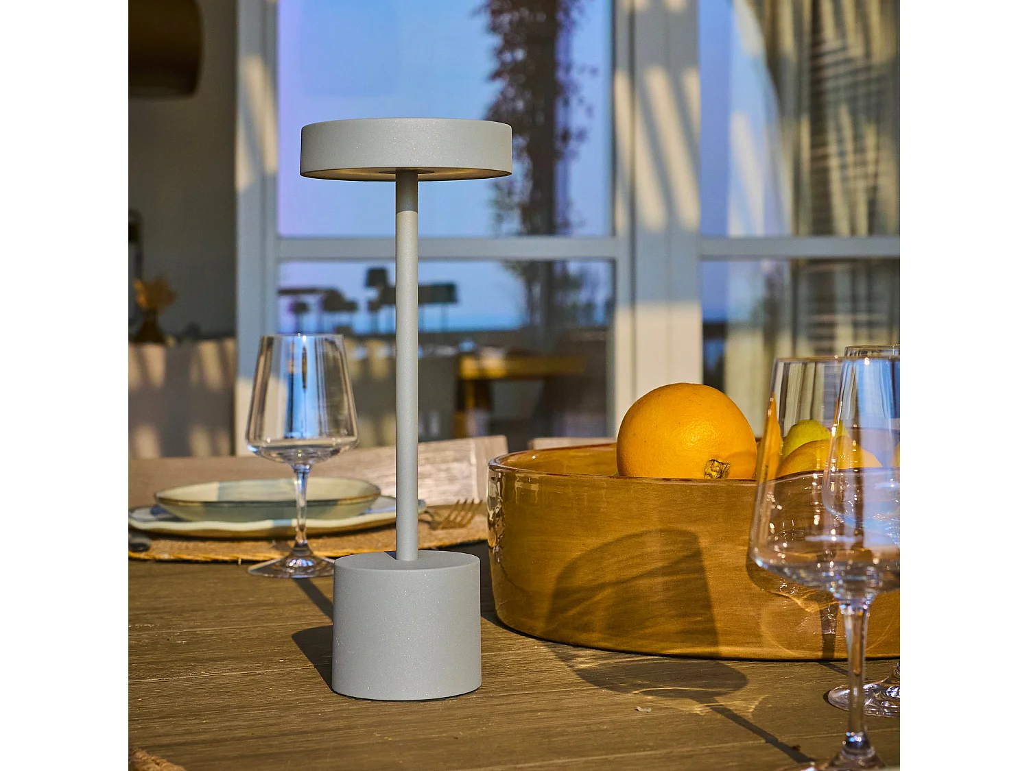 2 Lampe de table sans fil ROBY Gris clair H30cm