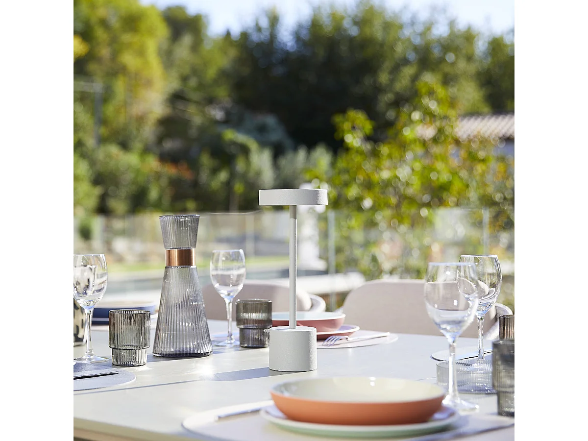 2 Lampe de table sans fil ROBY Gris clair H30cm