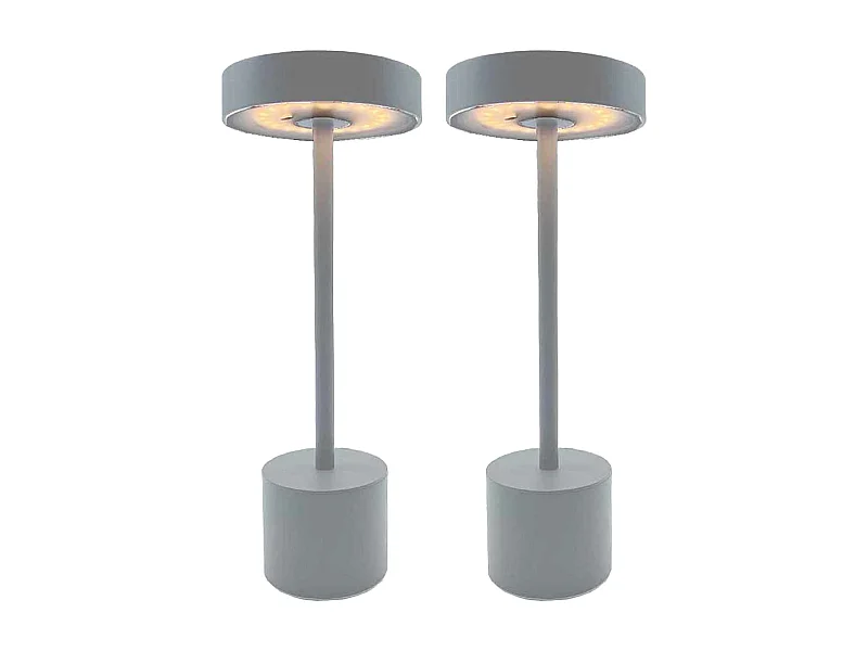 2 Lampe de table sans fil ROBY Gris clair H30cm